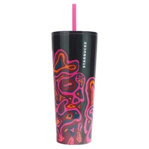 Starbucks | Fall Black & Magenta Wavey Graphic Stainless Steel Tumbler